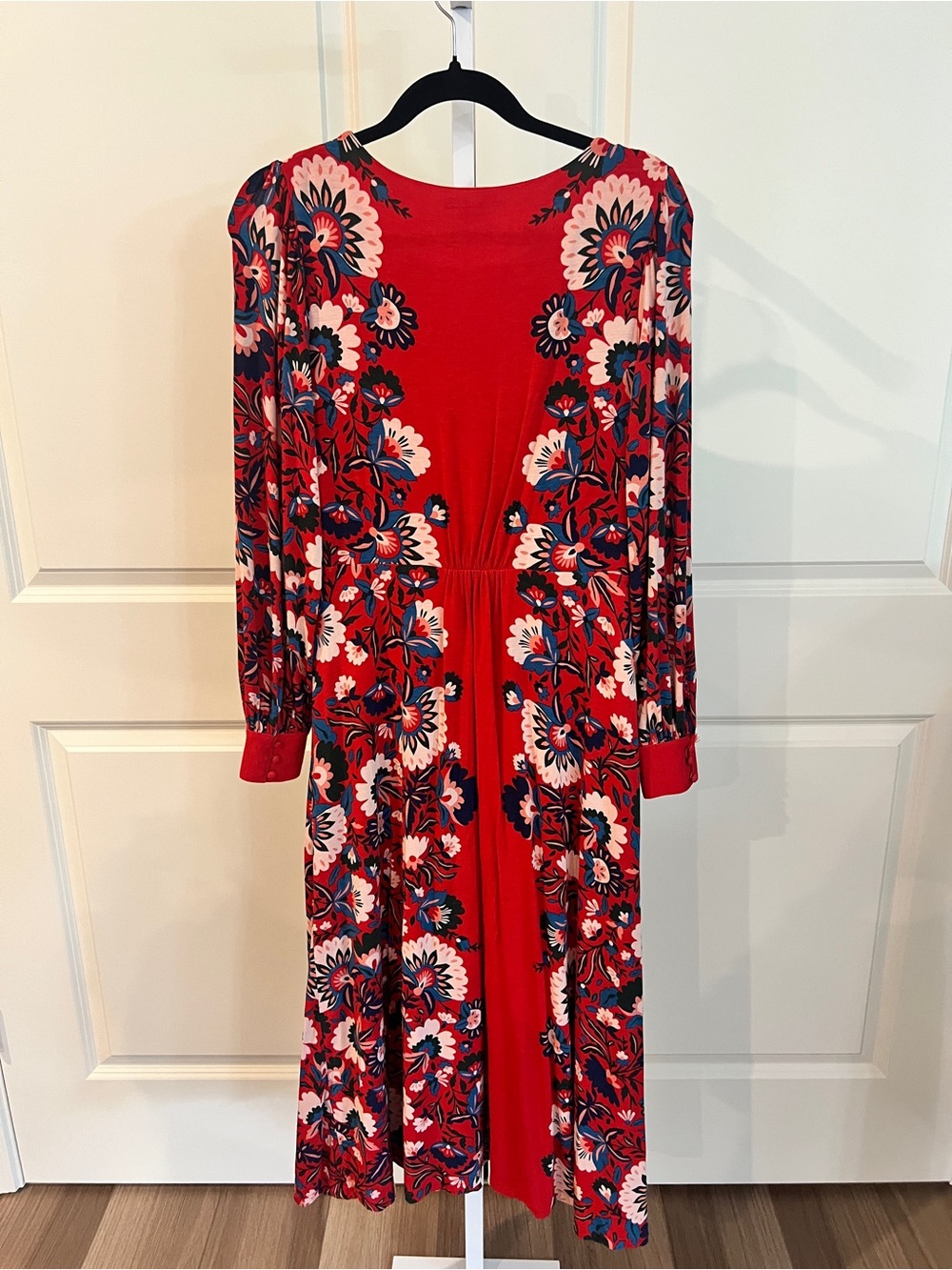 Boden Zoe Red Floral Print Jersey Long Sleeve Maxi Dress Size 4 - Picture 4 of 9
